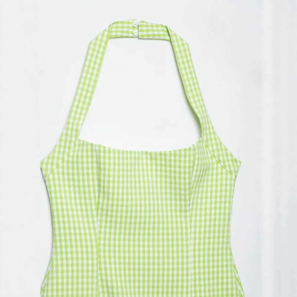 ZARA Summer French Style Slim Gingham Camisole Dress